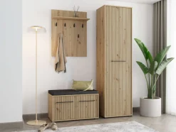 Home affaire Garderoben-Set »Landes Flurmöbel, Dielenmöbel, Flurschrank, Flurgarderobe Br= 134,5 cm« Komplett-Set, 3 Stk. tlg.