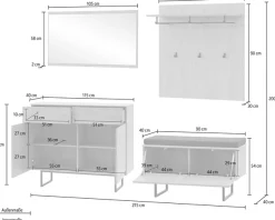 Home affaire Garderoben-Set »Lund, moderne Garderobe, Komplettset mit viel Stauraum« Set, 4 Stk. tlg.
