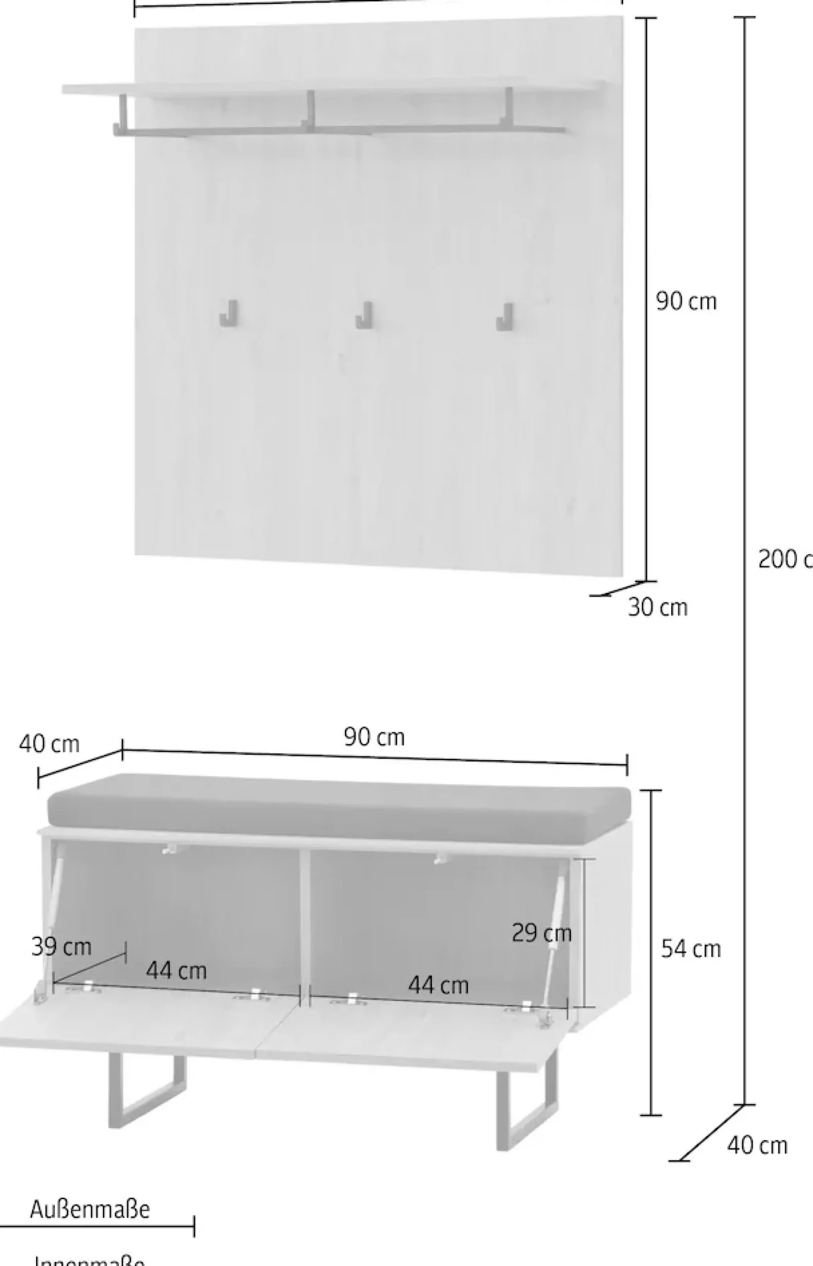 Home affaire Garderoben-Set »Lund, moderne Garderobe, Komplettset mit viel Stauraum« Set, 2 Stk. tlg.