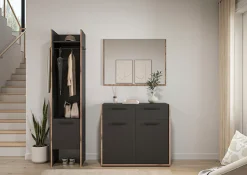 Home affaire Garderoben-Set »MUSTA, 3-teilig: Garderobenschrank, Kommode & Garderobenspiegel«