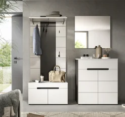 Home affaire Garderoben-Set »REHAT, TOPSELLER!, 4-teilig, Breite 175 cm, individuell erweiterbar« Set, bestehend aus: Sitzbank, Paneel, Spiegel und Kommode, 4 Stk. tlg.