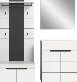 Home affaire Garderoben-Set »REHAT, TOPSELLER!, 4-teilig, Breite 175 cm, individuell erweiterbar« Set, bestehend aus: Sitzbank, Paneel, Spiegel und Kommode, 4 Stk. tlg.