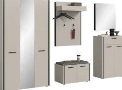 Home affaire Garderoben-Set »RAK, 6-teilige Garderoben-Kombi inkl. Sitzkissen, Breite ca. 287 cm« Garderobenschrank, Sitzbank, Garderobenpaneel, Schuhkommode, Spiegel, 6 Stk. tlg.