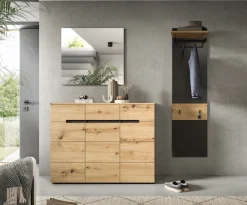 Home affaire Garderoben-Set »REHAT, TOPSELLER!, 3-teilig, Breite 180 cm, individuell erweiterbar« Set, bestehend aus: Kommode, Spiegel und Garderobenpaneel, 3 Stk. tlg.