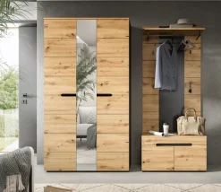 Home affaire Garderoben-Set »REHAT, TOPSELLER!, 3-teilig, Breite 200 cm, individuell stellbar« Set, best. aus: Garderobenschrank, Sitzbank & Garderobenpaneel, 3 Stk. tlg.