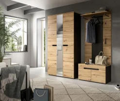 Home affaire Garderoben-Set »REHAT, TOPSELLER!, 3-teilig, Breite 200 cm, individuell stellbar« Set, best. aus: Garderobenschrank, Sitzbank & Garderobenpaneel, 3 Stk. tlg.