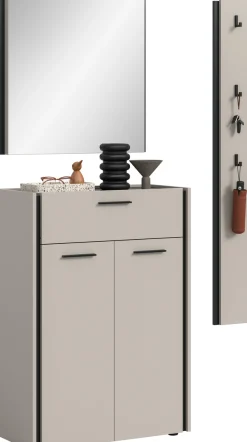 Home affaire Garderoben-Set »RAK, 3-teilige Garderoben-Kombination, Breite ca. 142 cm« Schuhkommode, Spiegel, Hakenpaneel, 3 Stk. tlg.