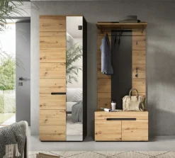 Home affaire Garderoben-Set »REHAT, TOPSELLER!, 3-teilig, Breite 160 cm, individuell erweiterbar« Set, bestehend aus: Garderobenschrank, Sitzbank und Paneel, 3 Stk. tlg.