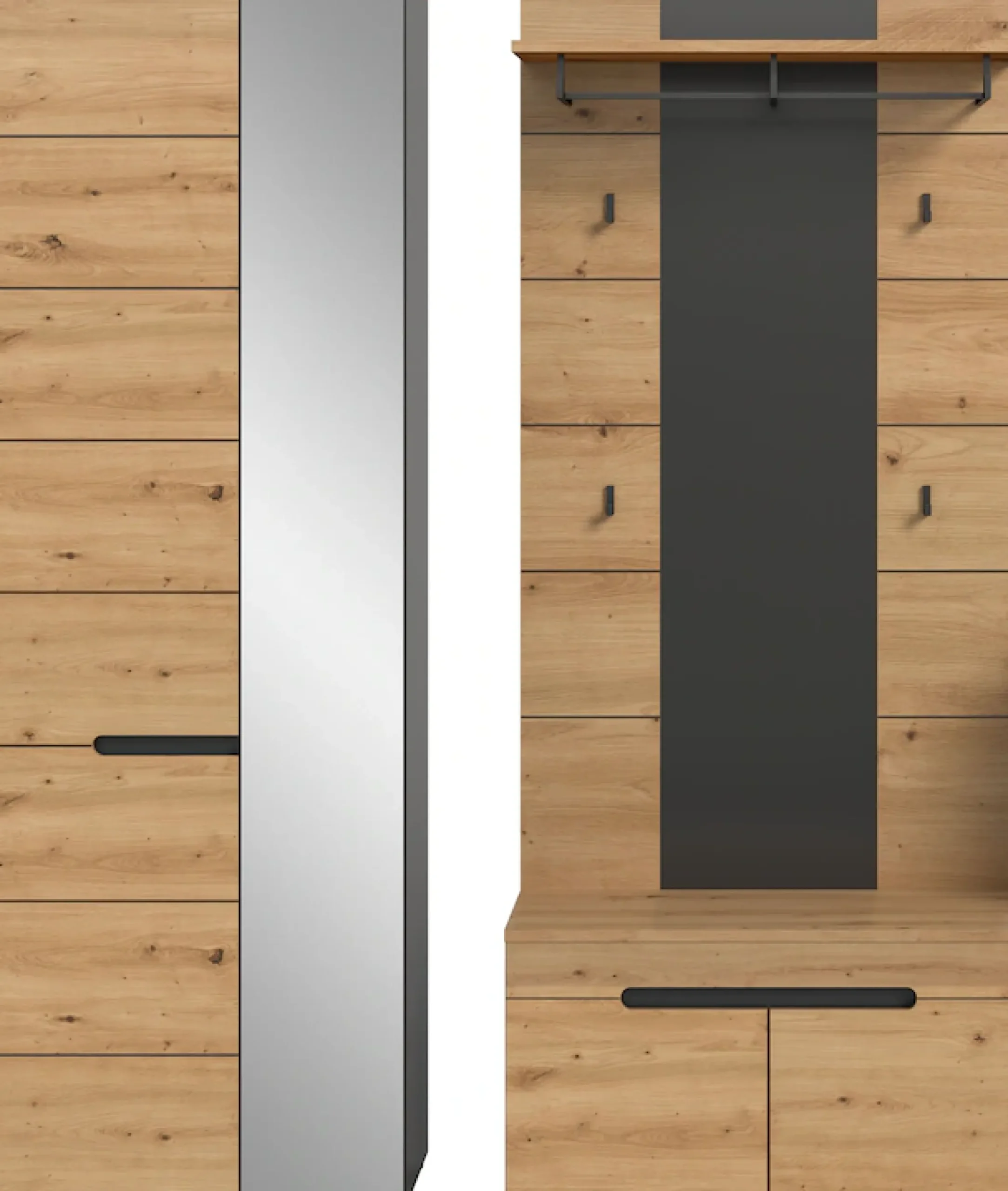 Home affaire Garderoben-Set »REHAT, TOPSELLER!, 3-teilig, Breite 160 cm, individuell erweiterbar« Set, bestehend aus: Garderobenschrank, Sitzbank und Paneel, 3 Stk. tlg.