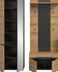 Home affaire Garderoben-Set »REHAT, TOPSELLER!, 3-teilig, Breite 160 cm, individuell erweiterbar« Set, bestehend aus: Garderobenschrank, Sitzbank und Paneel, 3 Stk. tlg.