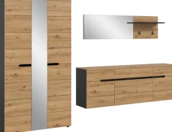 Home affaire Garderoben-Set »REHAT, TOPSELLER!, 3-teilig, Breite 296 cm, individuell stellbar« Set, best. aus: Garderobenschrank, Hängeschrank & Garderobenpaneel, 3 Stk. tlg.