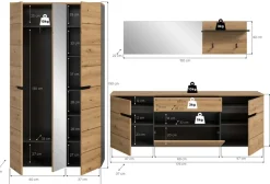 Home affaire Garderoben-Set »REHAT, TOPSELLER!, 3-teilig, Breite 296 cm, individuell stellbar« Set, best. aus: Garderobenschrank, Hängeschrank & Garderobenpaneel, 3 Stk. tlg.