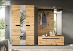 Home affaire Garderoben-Set »REHAT, TOPSELLER!, 3-teilig, Breite 240 cm, individuell stellbar« Set, best. aus: Garderobenschrank, Sitzbank & Garderobenpaneel, 3 Stk. tlg.
