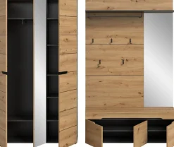 Home affaire Garderoben-Set »REHAT, TOPSELLER!, 3-teilig, Breite 240 cm, individuell stellbar« Set, best. aus: Garderobenschrank, Sitzbank & Garderobenpaneel, 3 Stk. tlg.