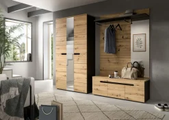 Home affaire Garderoben-Set »REHAT, TOPSELLER!, 3-teilig, Breite 240 cm, individuell stellbar« Set, best. aus: Garderobenschrank, Sitzbank & Garderobenpaneel, 3 Stk. tlg.