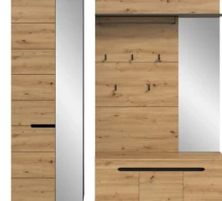 Home affaire Garderoben-Set »REHAT, TOPSELLER!, 3-teilig, Breite 200 cm, individuell stellbar« Set, best. aus: Garderobenschrank, Sitzbank & Garderobenpaneel, 3 Stk. tlg.