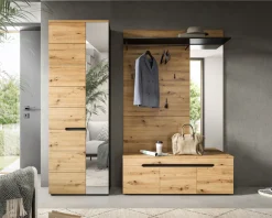 Home affaire Garderoben-Set »REHAT, TOPSELLER!, 3-teilig, Breite 200 cm, individuell stellbar« Set, best. aus: Garderobenschrank, Sitzbank & Garderobenpaneel, 3 Stk. tlg.