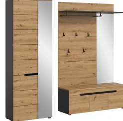 Home affaire Garderoben-Set »REHAT, TOPSELLER!, 3-teilig, Breite 200 cm, individuell stellbar« Set, best. aus: Garderobenschrank, Sitzbank & Garderobenpaneel, 3 Stk. tlg.