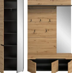 Home affaire Garderoben-Set »REHAT, TOPSELLER!, 3-teilig, Breite 200 cm, individuell stellbar« Set, best. aus: Garderobenschrank, Sitzbank & Garderobenpaneel, 3 Stk. tlg.