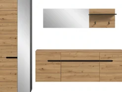 Home affaire Garderoben-Set »REHAT, TOPSELLER!, 3-teilig, Breite 256 cm, individuell stellbar« Set, best. aus: Garderobenschrank, Hängeschrank & Garderobenpaneel, 3 Stk. tlg.