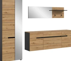 Home affaire Garderoben-Set »REHAT, TOPSELLER!, 3-teilig, Breite 256 cm, individuell stellbar« Set, best. aus: Garderobenschrank, Hängeschrank & Garderobenpaneel, 3 Stk. tlg.