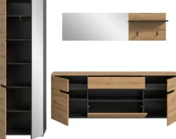 Home affaire Garderoben-Set »REHAT, TOPSELLER!, 3-teilig, Breite 256 cm, individuell stellbar« Set, best. aus: Garderobenschrank, Hängeschrank & Garderobenpaneel, 3 Stk. tlg.