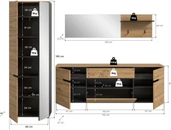 Home affaire Garderoben-Set »REHAT, TOPSELLER!, 3-teilig, Breite 256 cm, individuell stellbar« Set, best. aus: Garderobenschrank, Hängeschrank & Garderobenpaneel, 3 Stk. tlg.