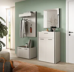 Home affaire Garderoben-Set »RAK, 4-teilige Garderoben-Kombination, Breite ca. 165 cm« Sitzbank, Garderobenpaneel, Schuhkommode, Spiegel, 4 Stk. tlg.