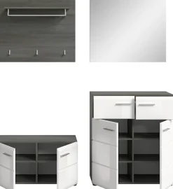 Home affaire Garderoben-Set »Rumba, 4-teilig, Breite 175 cm, Hochglanz Front, bestehend aus:« 4 Stk. tlg.