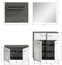 Home affaire Garderoben-Set »Rumba, 4-teilig, Breite 175 cm, Hochglanz Front, bestehend aus:« 4 Stk. tlg.