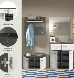 Home affaire Garderoben-Set »Rumba, 4-teilig, Breite 175 cm, Hochglanz Front, bestehend aus:« 4 Stk. tlg.