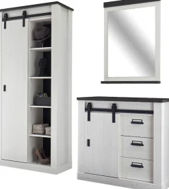 Home affaire Garderoben-Set »Sherwood, Garderobe im Industrial-Style, Komplettset mit viel Stauraum« 3 Stk. tlg.