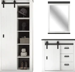 Home affaire Garderoben-Set »Sherwood, Garderobe im Industrial-Style, Komplettset mit viel Stauraum« 3 Stk. tlg.