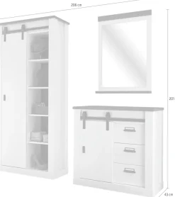 Home affaire Garderoben-Set »Sherwood, Garderobe im Industrial-Style, Komplettset mit viel Stauraum« 3 Stk. tlg.