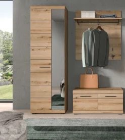 Home affaire Garderoben-Set »SIENA, Breite 167 cm, 3-teiliges Set, individuell stellbar« Komplett-Set, bestehend aus: Garderobenschrank, Sitzbank und Garderobenpaneel, 3 Stk. tlg.