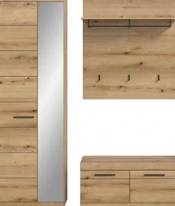 Home affaire Garderoben-Set »SIENA, Breite 167 cm, 3-teiliges Set, individuell stellbar« Komplett-Set, bestehend aus: Garderobenschrank, Sitzbank und Garderobenpaneel, 3 Stk. tlg.