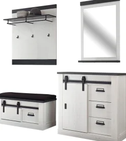 Home affaire Garderoben-Set »Sherwood, Garderobe im Industrial-Style, Komplettset mit viel Stauraum« 4 Stk. tlg.