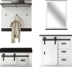 Home affaire Garderoben-Set »Sherwood, Garderobe im Industrial-Style, Komplettset mit viel Stauraum« 4 Stk. tlg.