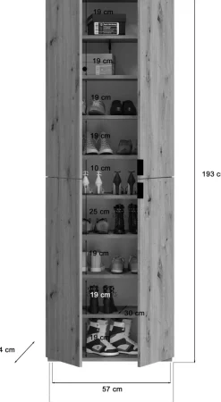 Home affaire Garderoben-Set »Trondheim, Breite 244 cm, best. aus 4 Schränken, 16 Türen, 36 Fächer« Set, 4 Stk. tlg.