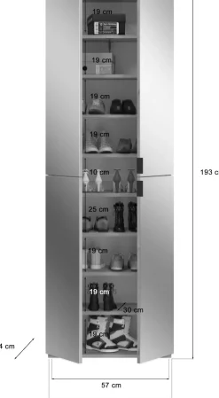 Home affaire Garderoben-Set »Trondheim, Breite 244 cm, best. aus 4 Schränken, 16 Türen, 36 Fächer« Set, 4 Stk. tlg.