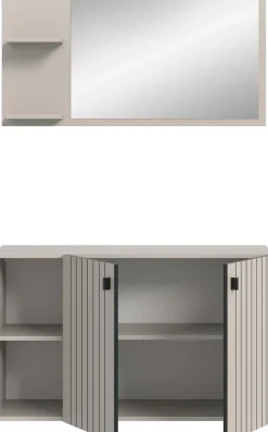 Home affaire Garderoben-Set »TATIO, 2-tlg. Garderobenkombination, Breite: 106 cm, Rillenfräsung« Set, Set, best. aus: 1 Spiegel, 1 Schuhkommode, 2 Stk. tlg.