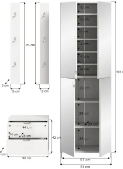 Home affaire Garderoben-Set »Trondheim, Garderobenset 3-tlg. Breite 128 cm,« 3 Stk. tlg.
