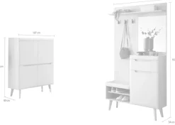 Home affaire Garderoben-Set »Torge, Garderobe mit Stauraum, Garderobenschrank im Scandic Design« Set, 2 Stk. tlg.