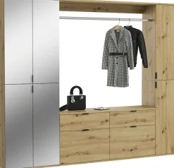 Home affaire Garderoben-Set »TRONDHEIM, 5-teilig, Breite 212cm, individuell platzier- & erweiterbar« Set, bestehend aus: 2x Garderobenschrank & 3-tlgs. Zwischenbauelement, 4 Stk. tlg.