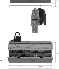 Home affaire Garderoben-Set »TRONDHEIM, 5-teilig, Breite 212cm, individuell platzier- & erweiterbar« Set, bestehend aus: 2x Garderobenschrank & 3-tlgs. Zwischenbauelement, 4 Stk. tlg.