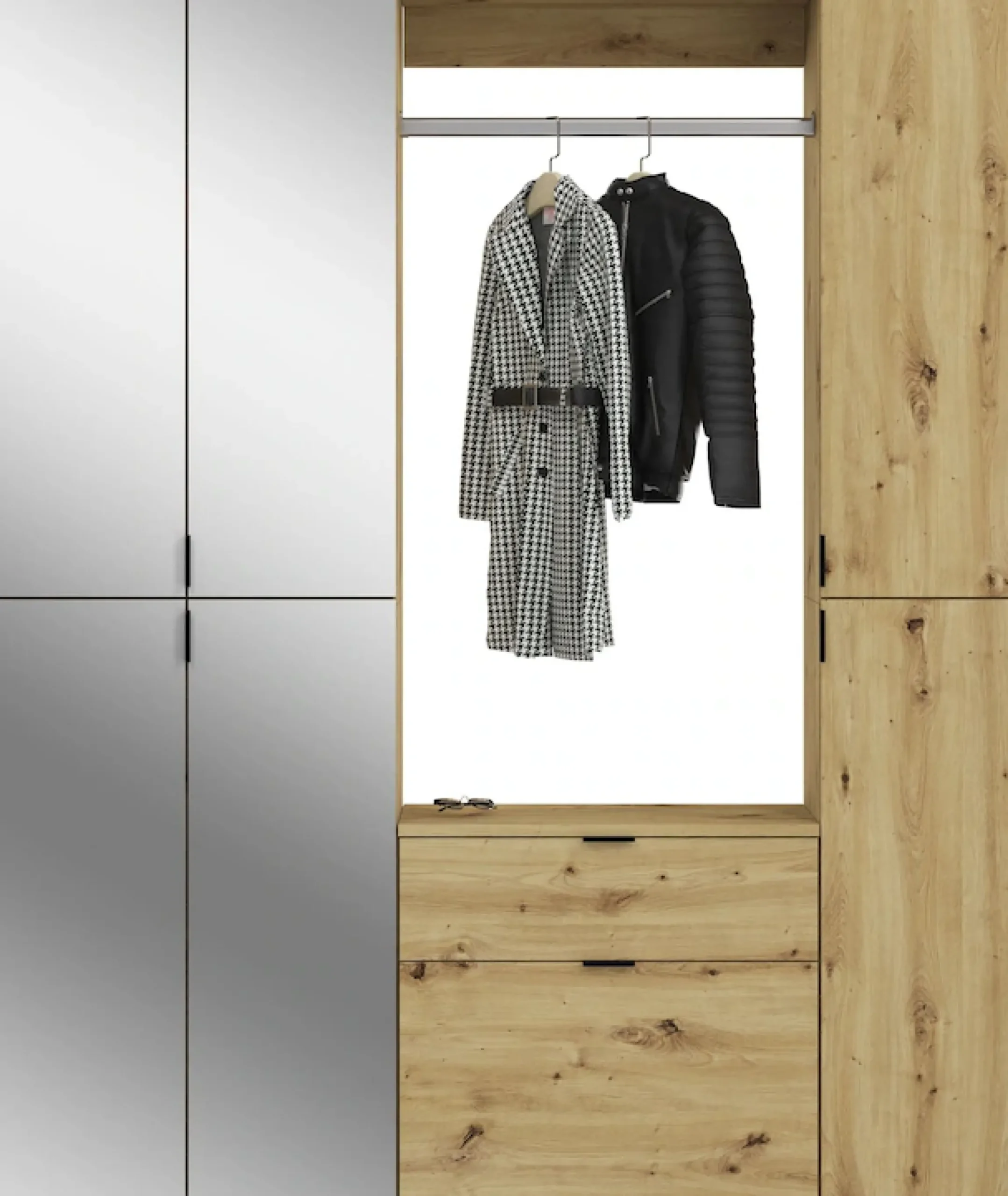 Home affaire Garderoben-Set »TRONDHEIM, 5-teilig, Breite 152cm, individuell platzier- & erweiterbar« Set, bestehend aus: 2x Garderobenschrank & 3-tlgs. Zwischenbauelement, 4 Stk. tlg.