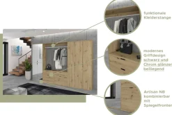Home affaire Garderoben-Set »TRONDHEIM, 5-teilig, Breite 243cm, individuell platzier- & erweiterbar« Set, bestehend aus: 2x Garderobenschrank breit & 3-tlgs. Zwischenbauelement, 4 Stk. tlg.