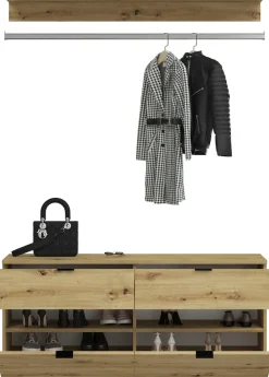 Home affaire Garderoben-Set »TRONDHEIM, 5-teilig, Breite 243cm, individuell platzier- & erweiterbar« Set, bestehend aus: 2x Garderobenschrank breit & 3-tlgs. Zwischenbauelement, 4 Stk. tlg.