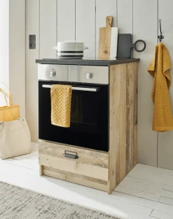 Home affaire Herdumbauschrank »Sherwood« mit Apothekergriffen aus Metall, Breite der Arbeitsplatte 63 cm