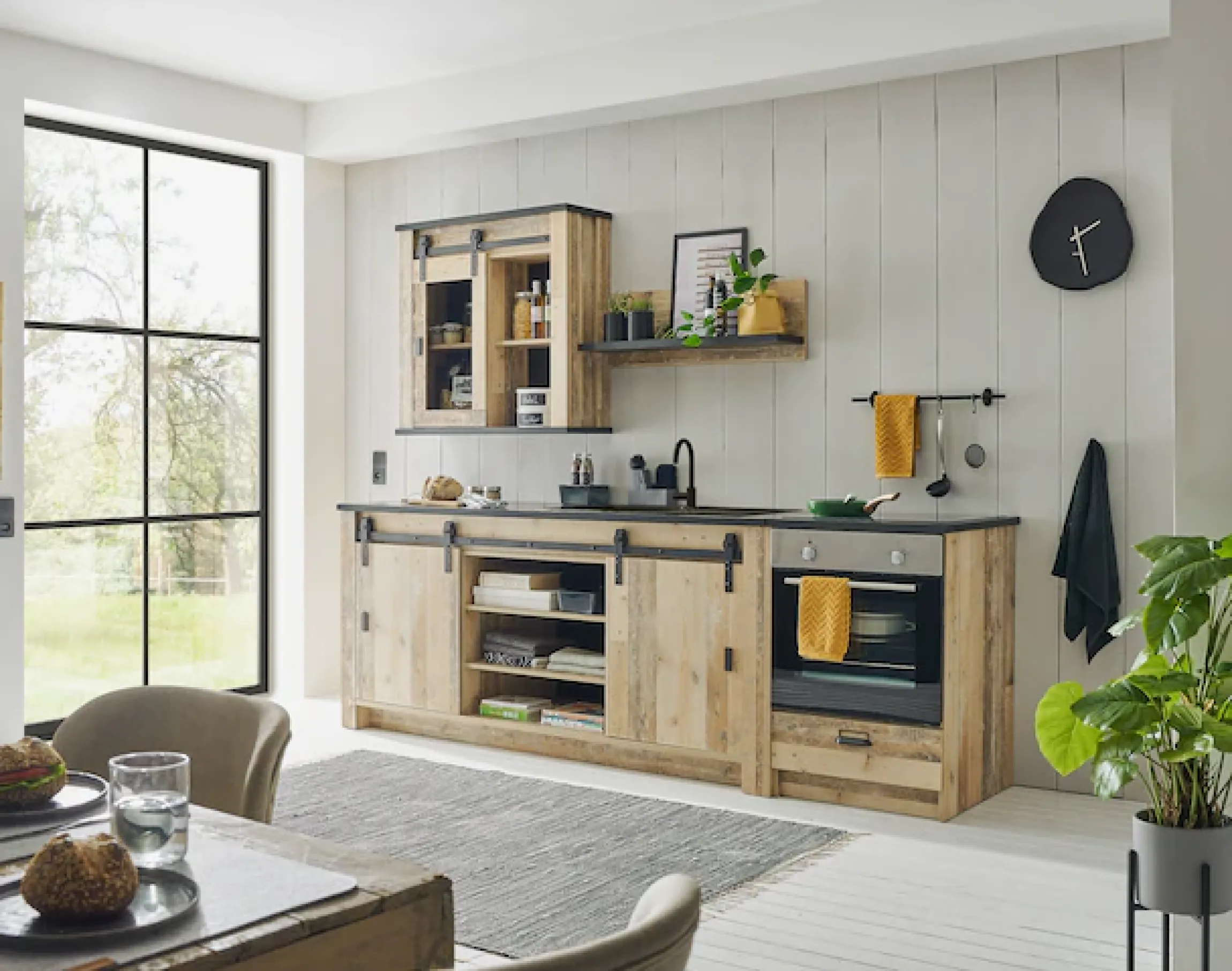 Home affaire Herdumbauschrank »Sherwood« mit Apothekergriffen aus Metall, Breite der Arbeitsplatte 63 cm